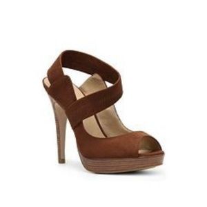 Suede platform heel